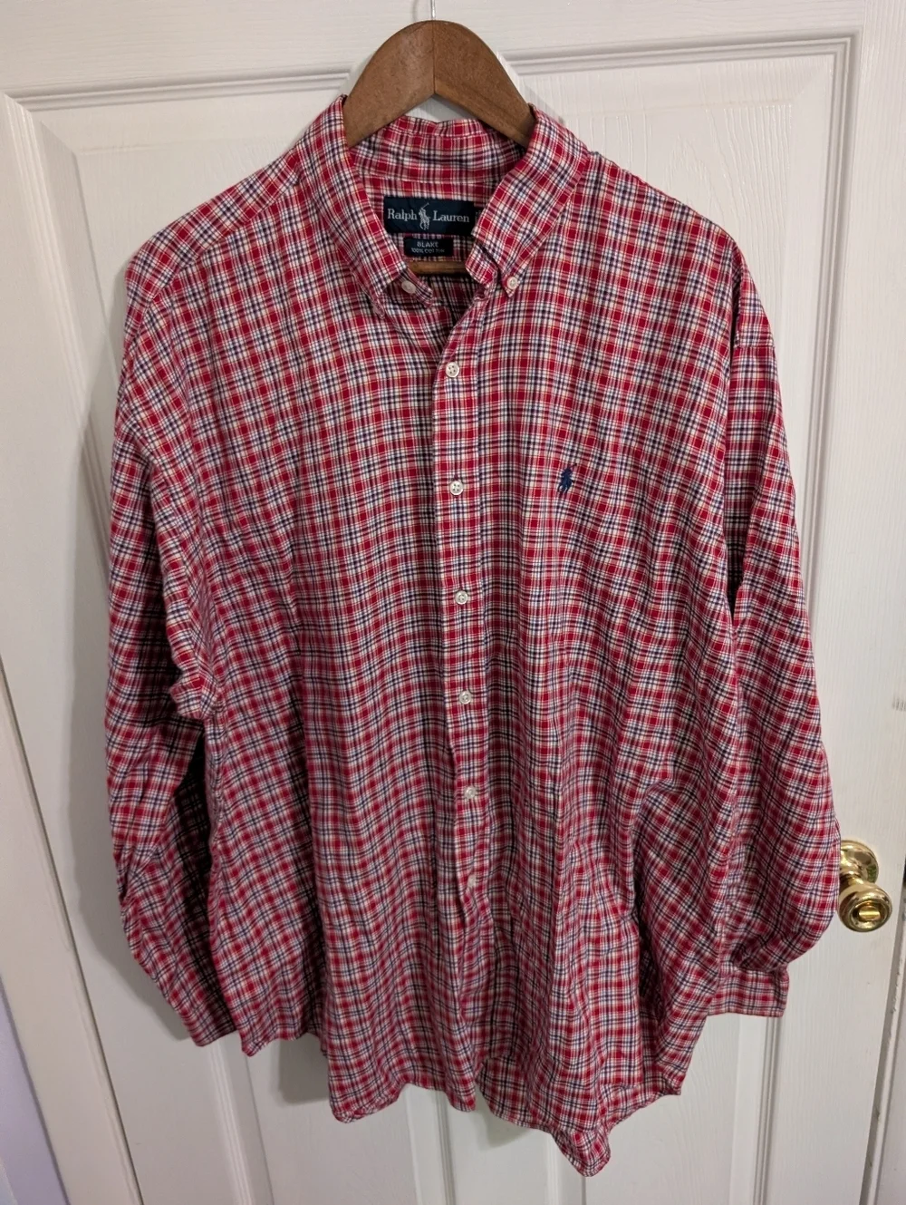 Polo Ralph Lauren Mens Shirt Blake Red Plaid Button Cotton Long Sleeve Size XL